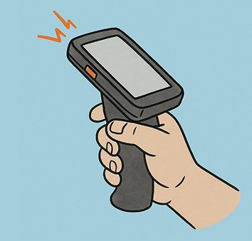 Abstract circular flow diagram in soft blue tones, illustrating print logistics workflow automation